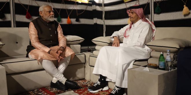 प्रधानमंत्री मोदी ने शेख मोहम्मद बिन अब्दुलरहमान अल थानी से की मुलाकात